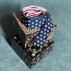 🔥❤️🔥 25” USA Stars & Stripes Patriotic Belt Unisex Double Loop Buckle EPC